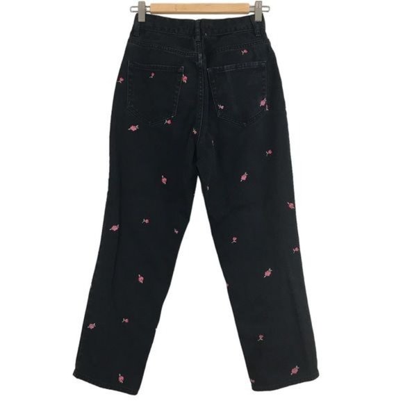 PACSUN 100% Cotton Denim Floral Embroidered High Rise Straight Jeans Siz… - Picture 5 of 9